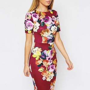 ASOS Floral Print Body-Con Dress floral US 8